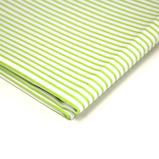 Tissu cotonnade aux rayures blanches et vert pomme - tissuspipi.com