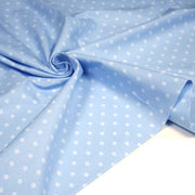 Tissu cotonnade bleu ciel aux pois bleus 6mm - tissuspipi.com