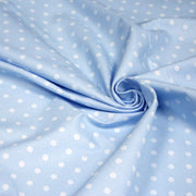 Tissu cotonnade bleu ciel aux pois bleus 6mm - tissuspipi.com