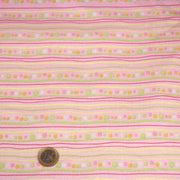 Tissu cotonnade rose aux pois et lignes vertes, jaunes et roses - COLLECTION BABY WELCOME - tissuspipi.com