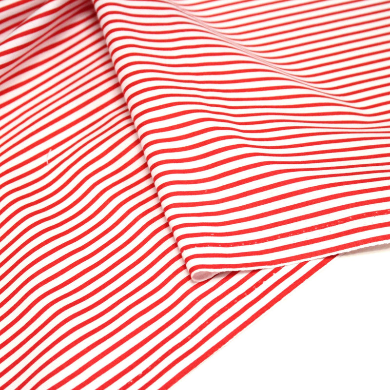 Tissu cotonnade aux rayures rouges et blanches - tissuspipi.com