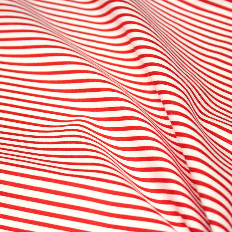Tissu cotonnade aux rayures rouges et blanches - tissuspipi.com