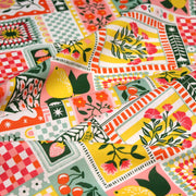 Tissu cotonnade CITRONS, FRUITS ET VICHY MULTICO - COLLECTION SICILIA - OEKO - TEX STANDARD 100 - tissuspipi.com
