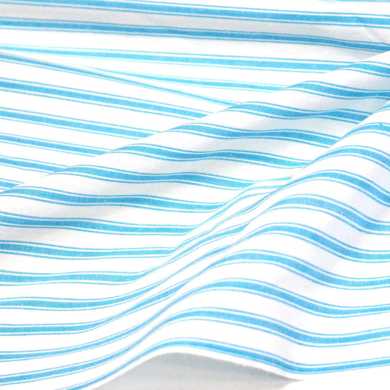 Tissu cotonnade aux rayures blanches & bleu turquoise - tissuspipi.com