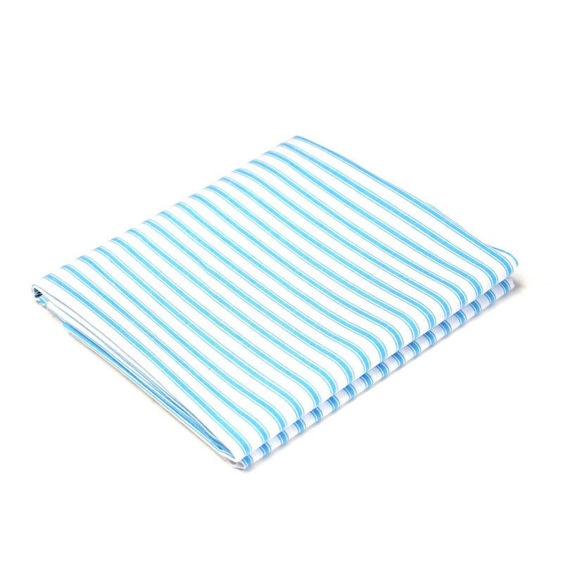 Tissu cotonnade aux rayures blanches & bleu turquoise - tissuspipi.com