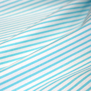Tissu cotonnade rayée : blanc & rayures bleu turquoise - tissuspipi.com