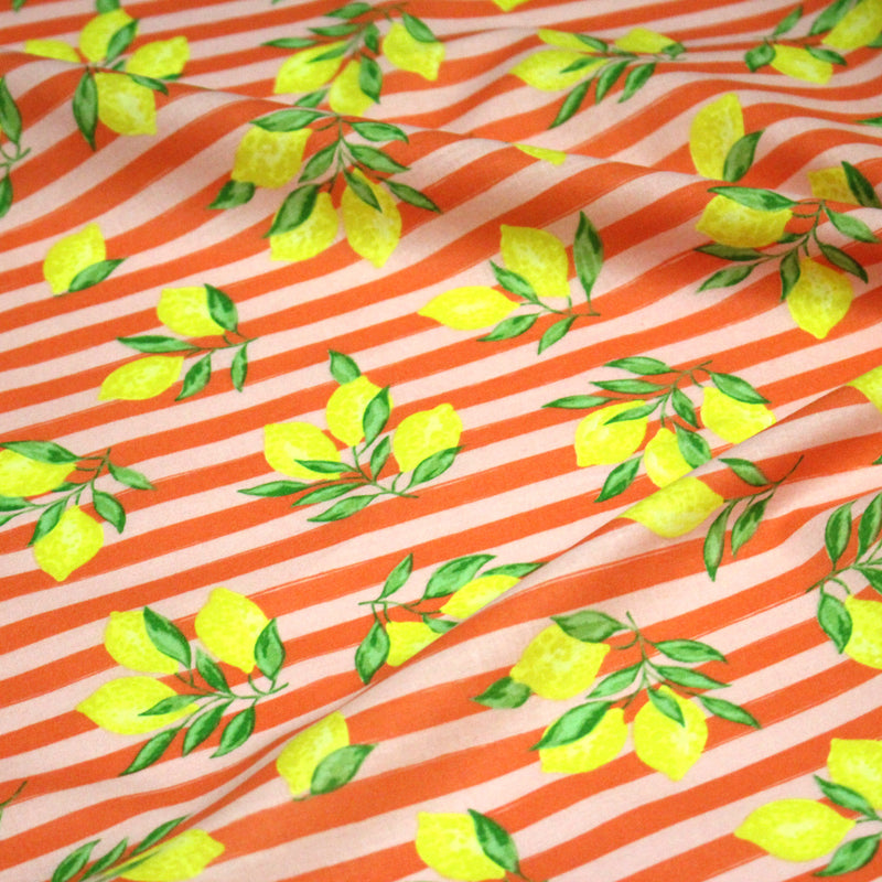 Tissu cotonnade RAYURES et CITRONS : 3 couleurs disponibles - COLLECTION SICILIA - OEKO - TEX STANDARD 100 - tissuspipi.com