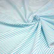 Tissu cotonnade rayée : blanc & rayures bleu turquoise - tissuspipi.com