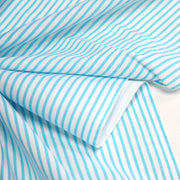 Tissu cotonnade rayée : blanc & rayures bleu turquoise - tissuspipi.com