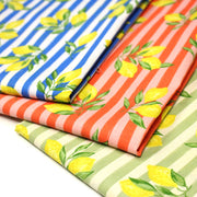 Tissu cotonnade RAYURES et CITRONS : 3 couleurs disponibles - COLLECTION SICILIA - OEKO - TEX STANDARD 100 - tissuspipi.com