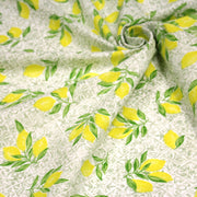 Tissu cotonnade Carreaux de faïence et citrons : tons verts ou bleus - COLLECTION SICILIA - OEKO - TEX STANDARD 100 - tissuspipi.com