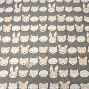 Tissu popeline coton KAWAI gris aux animaux crème - tissuspipi.com
