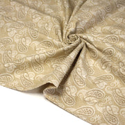 Tissu cotonnade faux - uni sable, motif cachemire - tissuspipi.com