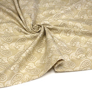 Tissu cotonnade faux - uni sable, motif cachemire - tissuspipi.com