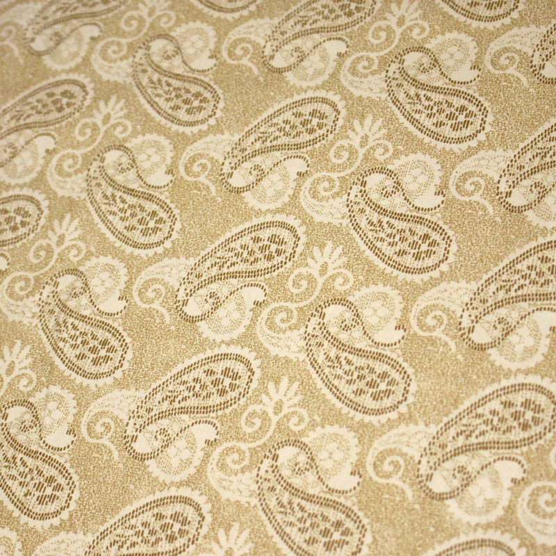 Tissu cotonnade faux - uni sable, motif cachemire - tissuspipi.com