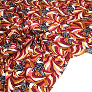 Tissu viscose fluide, motif floral & toucans : tons prune ou tons marine - OEKO - TEX STANDARD 100 - tissuspipi.com