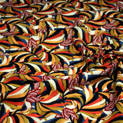 Tissu viscose fluide, motif floral & toucans : tons prune ou tons marine - OEKO - TEX STANDARD 100 - tissuspipi.com