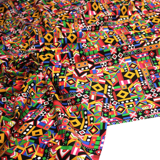 Tissu cotonnade motif WAX géométrique très coloré - OEKO - TEX STANDARD 100 - tissuspipi.com