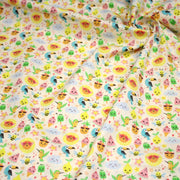 Tissu popeline coton ENFANT KAWAI aux animaux et fruits souriants - tissuspipi.com