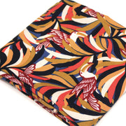 Tissu viscose fluide, motif floral & toucans : tons prune ou tons marine - OEKO - TEX STANDARD 100 - tissuspipi.com