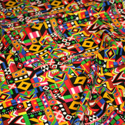 Tissu cotonnade motif WAX géométrique très coloré - OEKO - TEX STANDARD 100 - tissuspipi.com