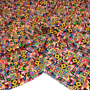 Tissu cotonnade motif WAX géométrique très coloré - OEKO - TEX STANDARD 100 - tissuspipi.com