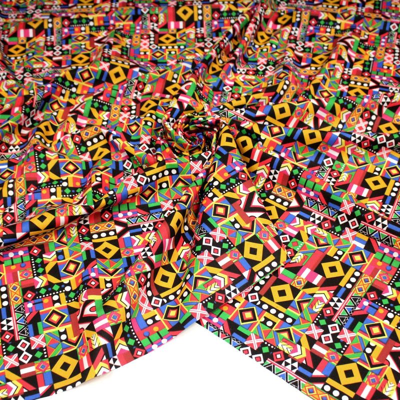 Tissu cotonnade motif WAX géométrique très coloré - OEKO - TEX STANDARD 100 - tissuspipi.com