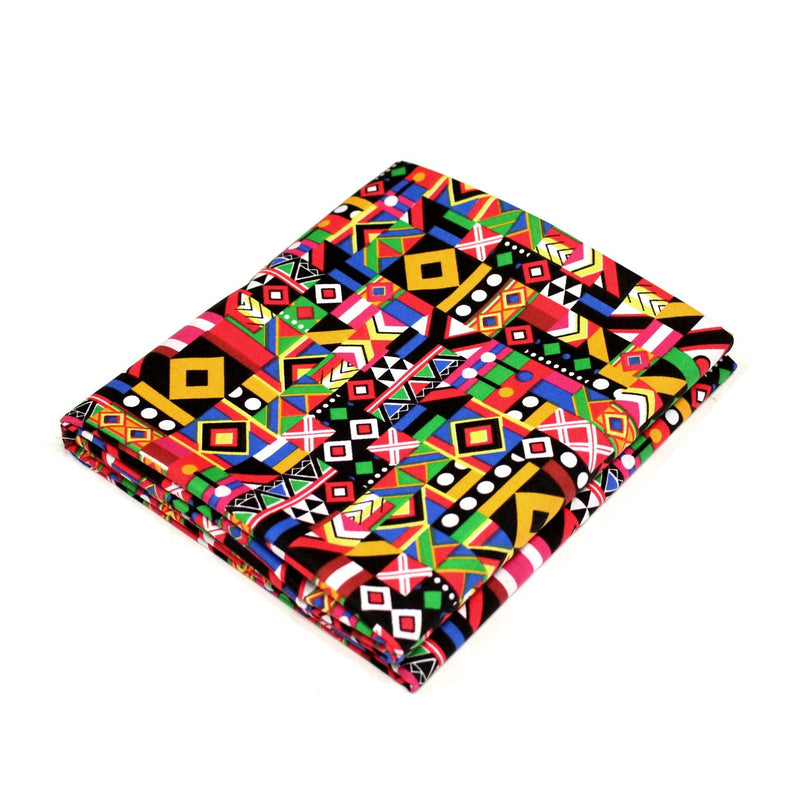 Tissu cotonnade motif WAX géométrique très coloré - OEKO - TEX STANDARD 100 - tissuspipi.com