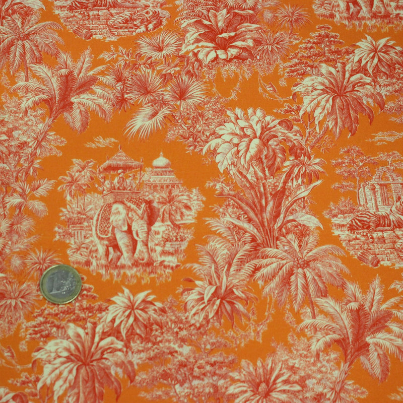Tissu coton TOILE DE JOUY illustrations indiennes, nombreuses couleurs estivales ! - tissuspipi.com