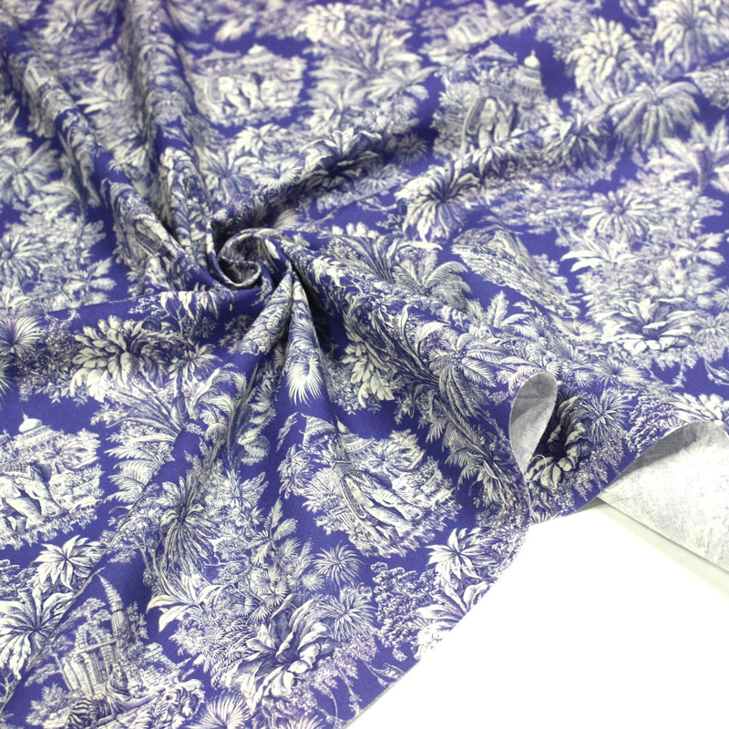 Tissu coton TOILE DE JOUY illustrations indiennes, nombreuses couleurs estivales ! - tissuspipi.com