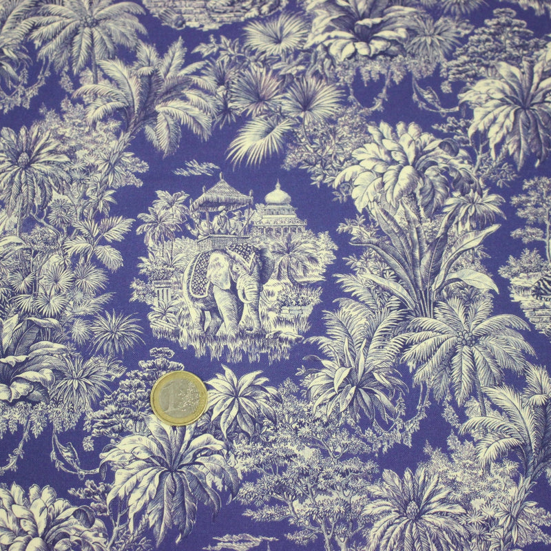 Tissu coton TOILE DE JOUY illustrations indiennes, nombreuses couleurs estivales ! - tissuspipi.com