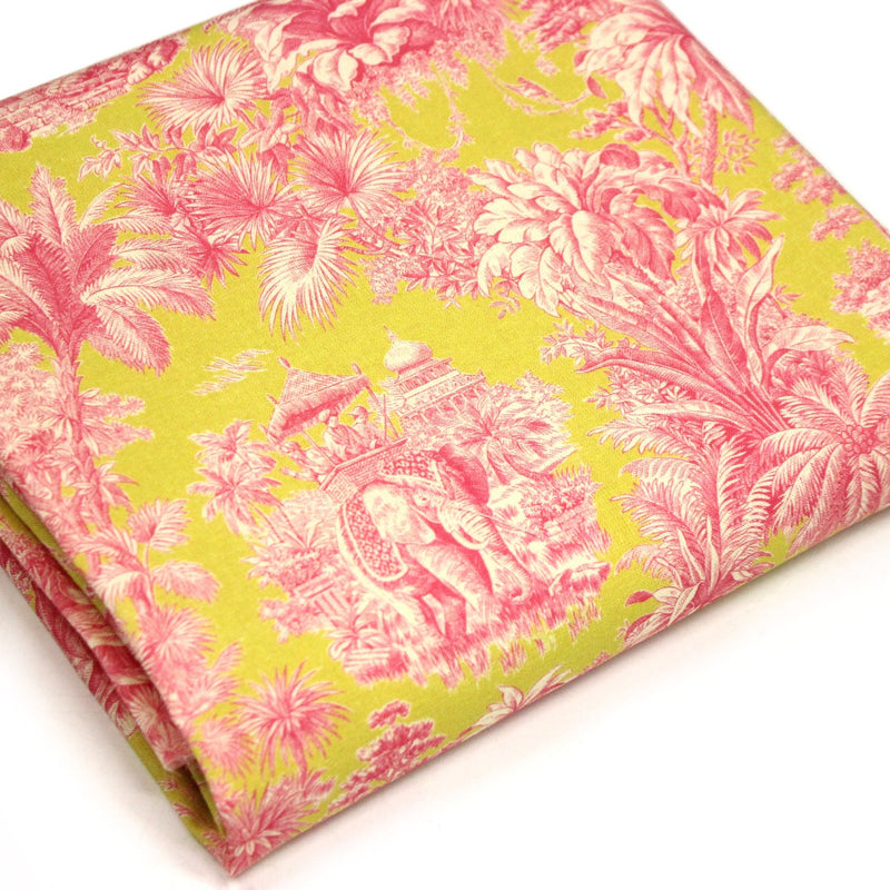 Tissu coton TOILE DE JOUY illustrations indiennes, nombreuses couleurs estivales ! - tissuspipi.com