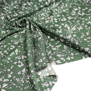 Tissu viscose fluide, fines fleurs blanches et noirs, fond ocre ou fond vert - tissuspipi.com