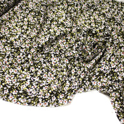 Tissu Viscose crêpe noir fleuri jaune blanc violet orange - tissuspipi.com