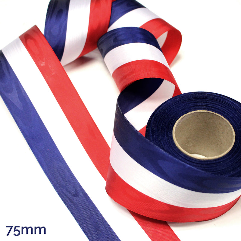 Ruban tricolore français bleu blanc rouge pour médailles, inaugurations et écharpes tricolores - tissuspipi.com