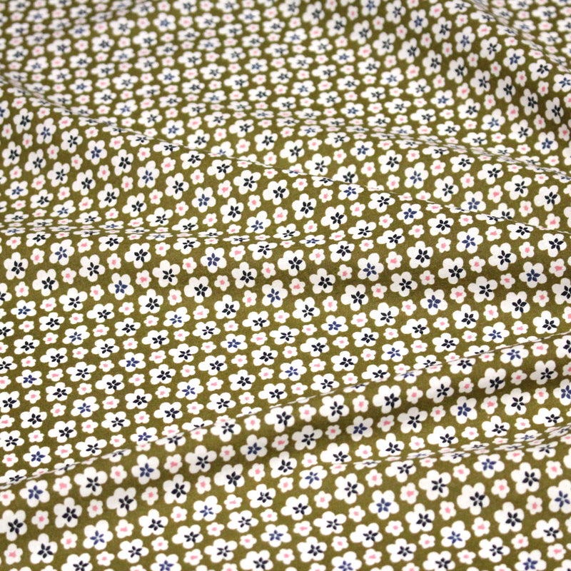 Tissu cotonnade fleurs japonaises géométriques : bleu, jaune, vert, rouge - OEKO - TEX - tissuspipi.com