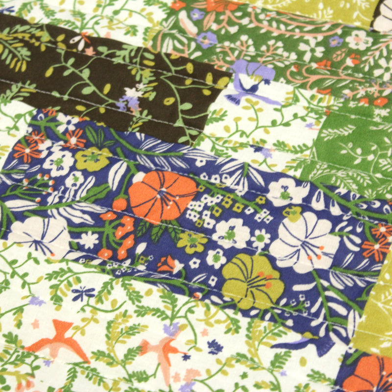 Tissu Matelassé coton au patchwork de motifs fleuris et verso fleuri écru - OEKO - TEX - tissuspipi.com