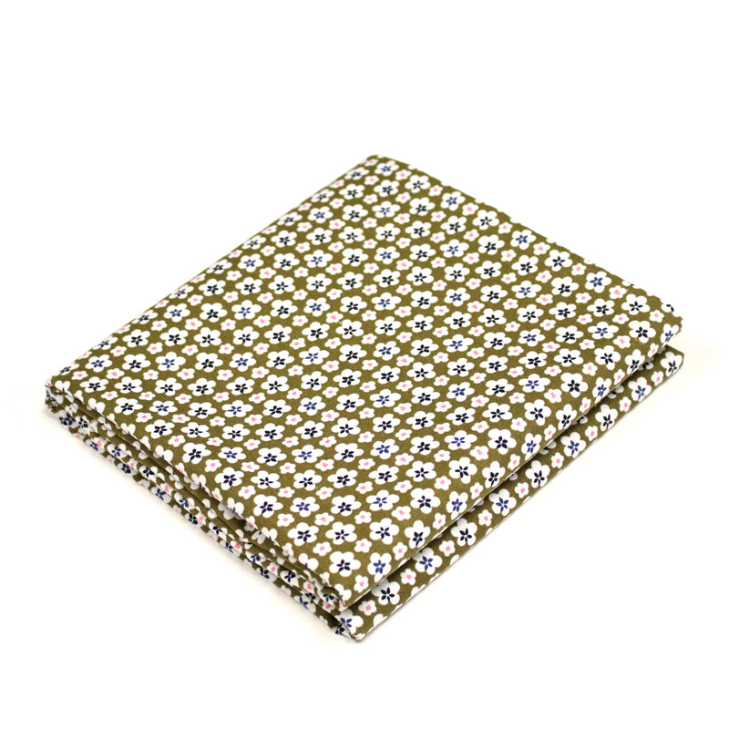 Tissu cotonnade fleurs japonaises géométriques : bleu, jaune, vert, rouge - OEKO - TEX - tissuspipi.com