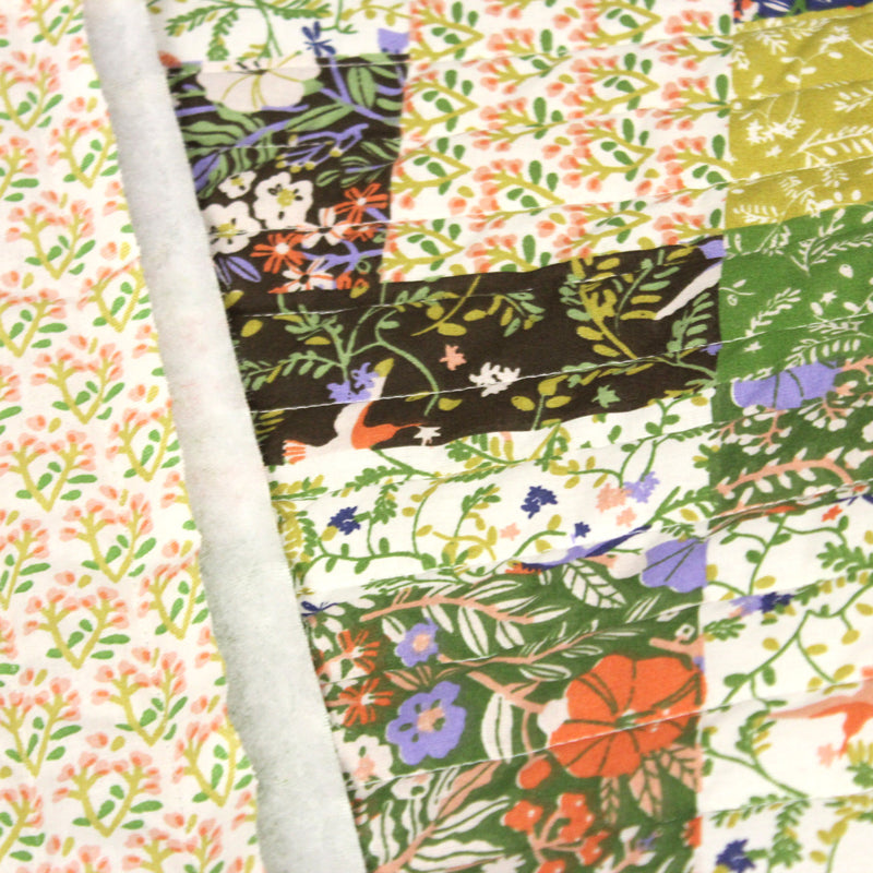 Tissu Matelassé coton au patchwork de motifs fleuris et verso fleuri écru - OEKO - TEX - tissuspipi.com
