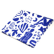 Tissu gabardine imprimée SILHOUETTE : trois motifs bleus et blancs - OEKO - TEX STANDARD 100 - tissuspipi.com