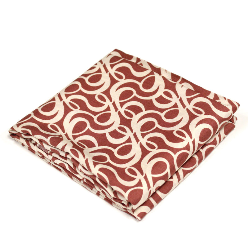 Tissu viscose fluide, motifs et cercles géométriques écrus, fond terre de sienne - tissuspipi.com