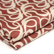 Tissu viscose fluide, motifs et cercles géométriques écrus, fond terre de sienne - tissuspipi.com