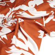 Tissu viscose fluide, grandes fleurs blanches, fond ocre ou fond vert prairie - tissuspipi.com