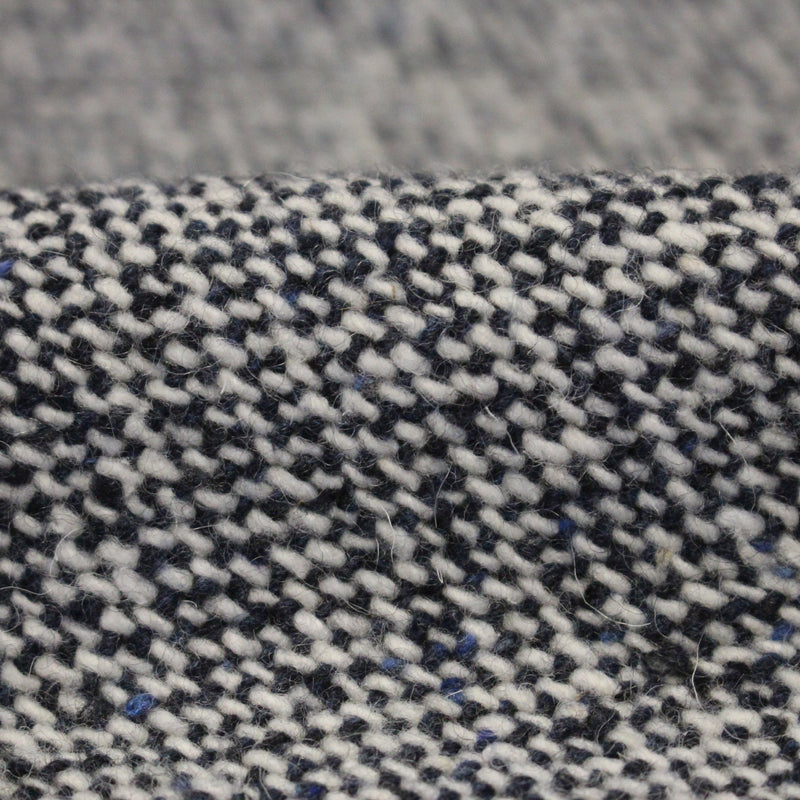 Tissu Tweed de laine faux - uni blanc cassé et bleu marine - Fabrication italienne - tissuspipi.com
