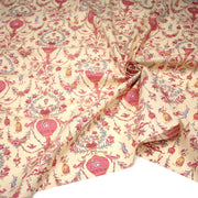 Tissu coton grande largeur 280cm TOILE DE JOUY MONTGOLFIERES jaune & rose - tissuspipi.com
