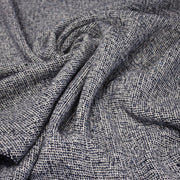 Tissu Tweed de laine faux - uni blanc cassé et bleu marine - Fabrication italienne - tissuspipi.com