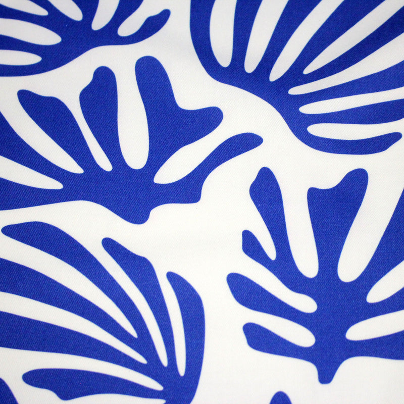 Tissu gabardine imprimée SILHOUETTE : trois motifs bleus et blancs - OEKO - TEX STANDARD 100 - tissuspipi.com