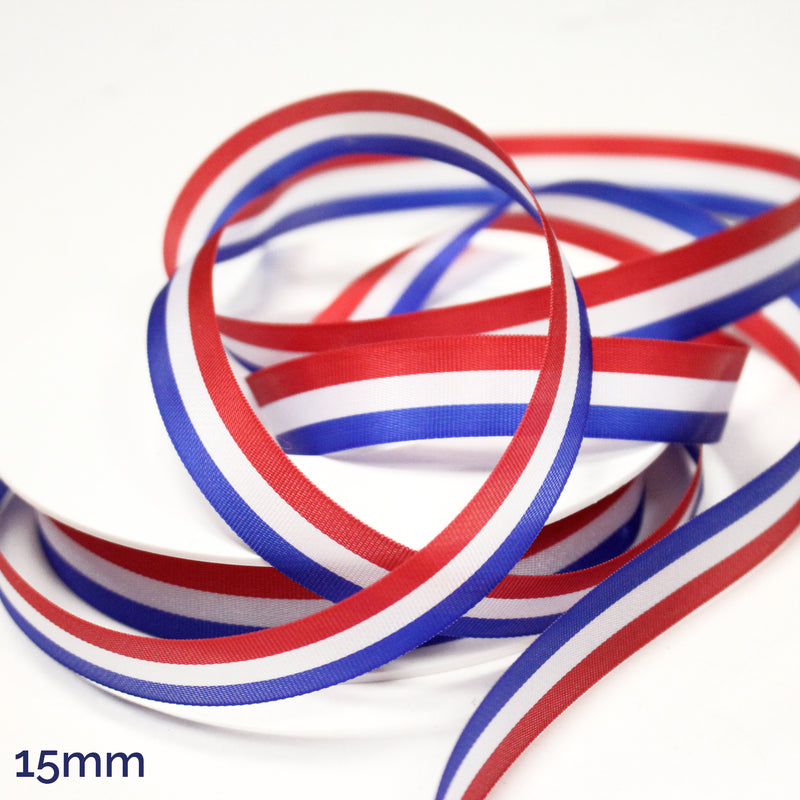 Ruban tricolore français bleu blanc rouge pour médailles, inaugurations et écharpes tricolores - tissuspipi.com