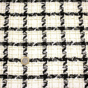 Tissu Tweed blanc cassé, liserés carreaux noirs et dorés lurex - tissuspipi.com