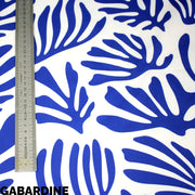 Tissu gabardine imprimée SILHOUETTE : trois motifs bleus et blancs - OEKO - TEX STANDARD 100 - tissuspipi.com
